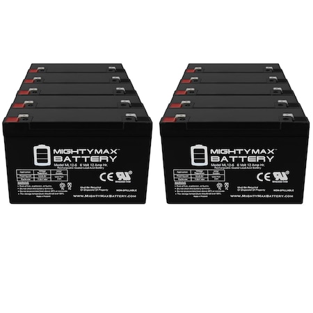 6V 12AH F2 Replacement Battery For Sentry Battery PM6121-F2 - 10PK